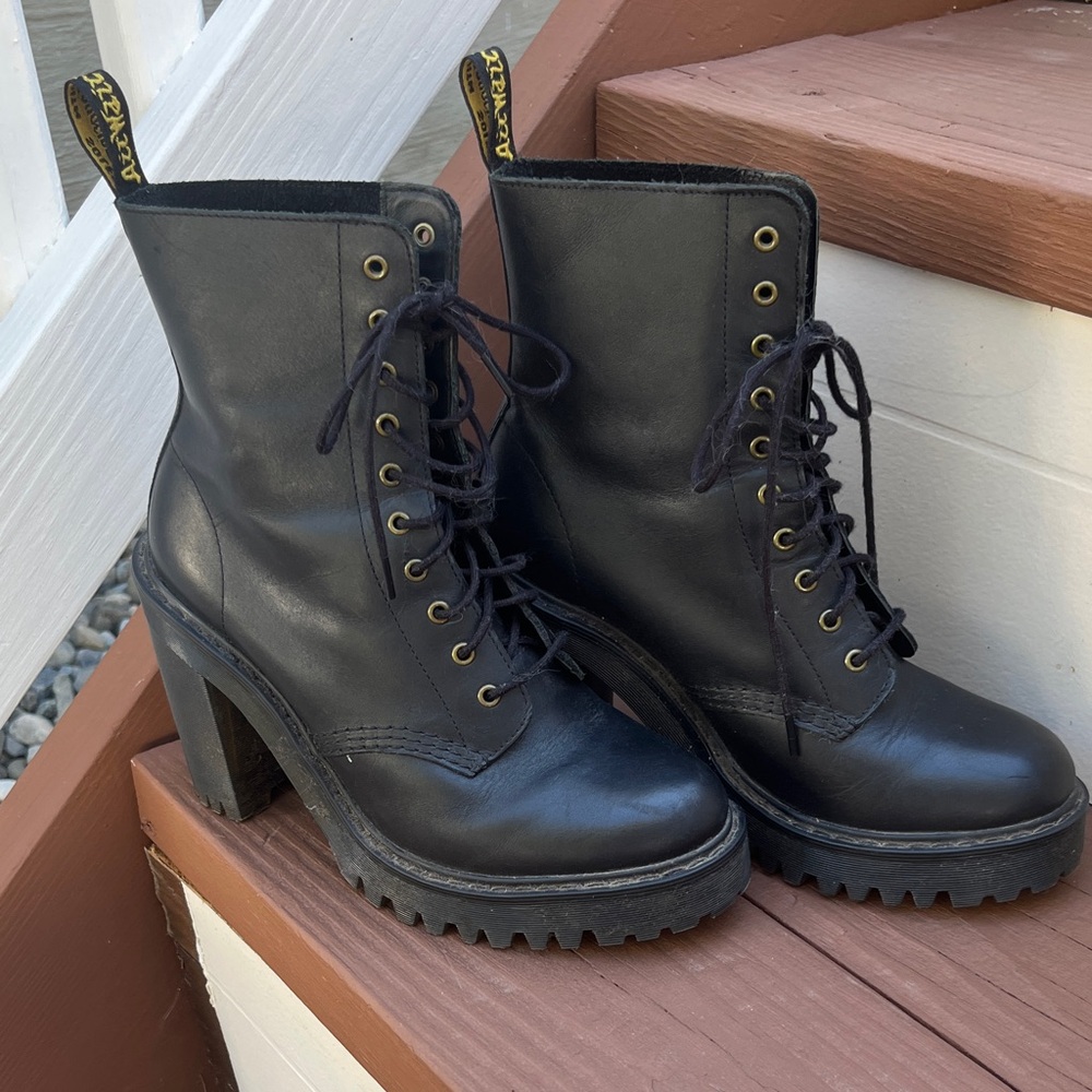 Dr. Martens Black Lace-Up Platform Heel Boots